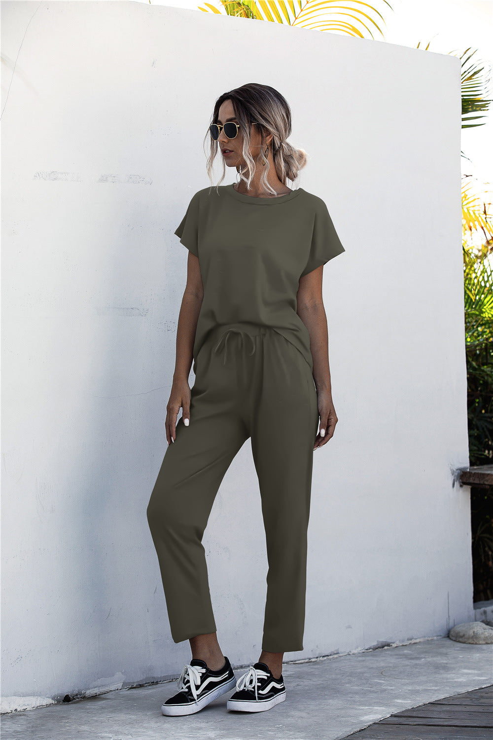 Damen Loungeanzug mit lockerem Schnitt und elastischem Bund Heidi-Mode