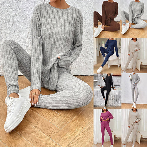 Damen Loungewear-Set mit geripptem Design und weitem Schnitt Heidi-Mode