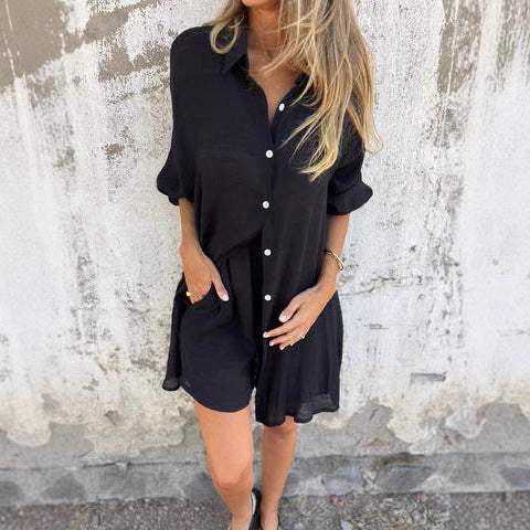 Damen Blusen-Shorts-Set mit Oversize-Schnitt – Heidi-Mode