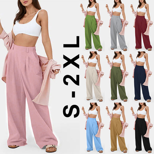 Damen Weite Chinohose mit elegantem Faltenwurf und seitlichen Taschen Heidi-Mode