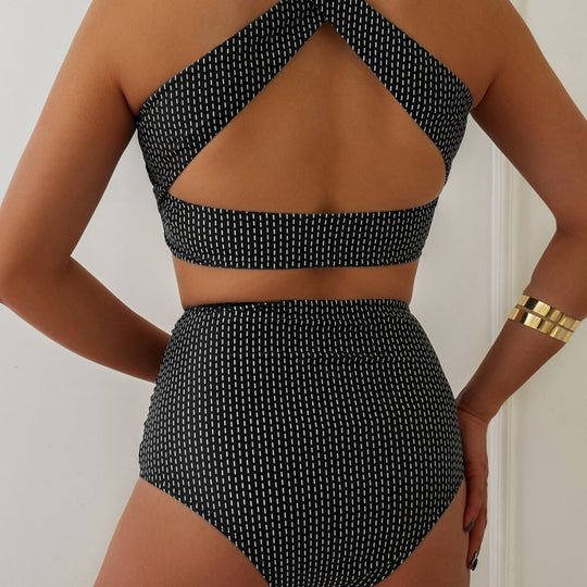 Damen Bikiniset mit hoch geschnittenen Unterteilen und Raffung Heidi-Mode