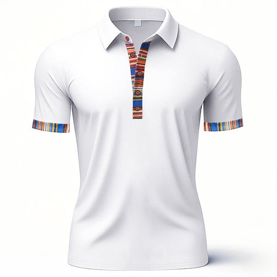 Herren Polo-Shirt mit buntem Kragen und strukturierter Optik Heidi-Mode