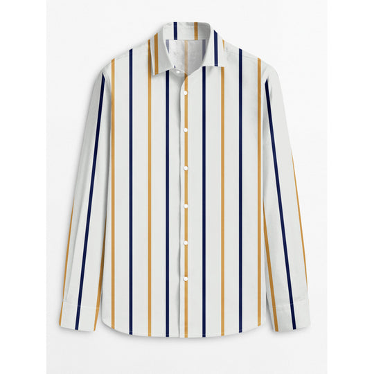 Herren Langarmhemden mit farblich abgestimmtem Streifenmuster Heidi-Mode