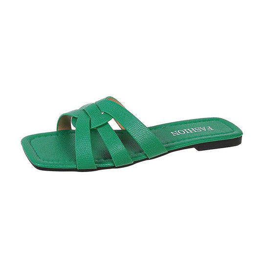 Damen Flache Riemchen-Sandalen mit geflochtenem Riemendesign und komfortabler Innensohle Heidi-Mode