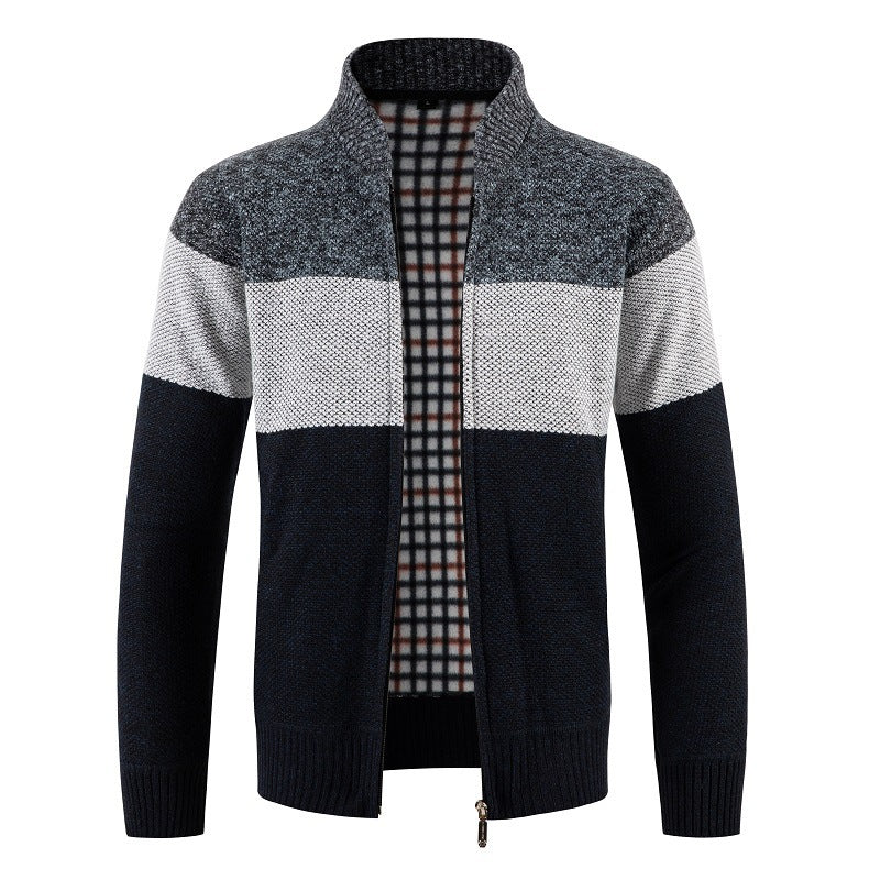 Herren Strickjacke mit modernem Farbblockdesign und kuscheligem Innenfutter Heidi-Mode