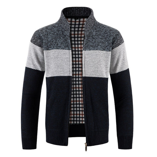 Herren Strickjacke mit modernem Farbblockdesign und kuscheligem Innenfutter Heidi-Mode