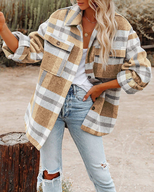 Damen Flanell-Hemdjacke im Karomuster Heidi-Mode