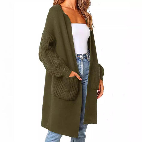 Damen gemütliche Strickjacke mit Taschen Heidi-Mode