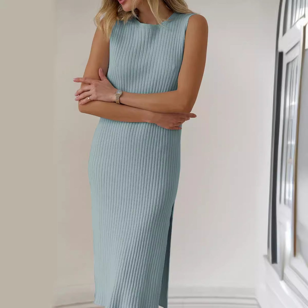 Damen Rippstrick-Midi-Kleid mit Stehkragen Heidi-Mode