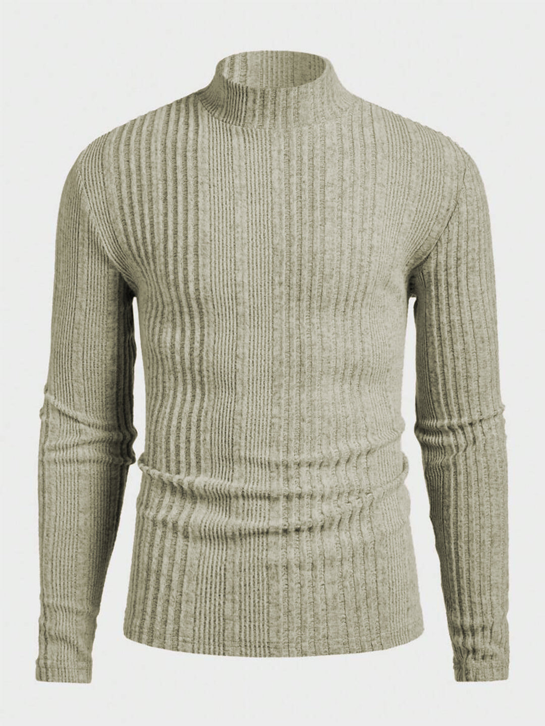 Herren Strickpullover mit hohem Kragen und Rippstruktur Heidi-Mode