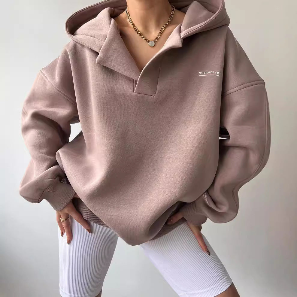 Damen oversized Kapuzenpullover mit lässigem Schnitt und sportlicher Ästhetik Heidi-Mode