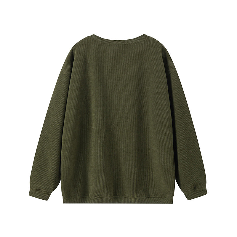 Damen lässiger Sweatshirt mit feiner Rippstruktur und komfortablem Schnitt Heidi-Mode