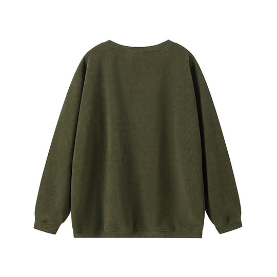 Damen lässiger Sweatshirt mit feiner Rippstruktur und komfortablem Schnitt Heidi-Mode