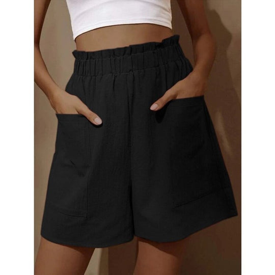 Heidi Mode | Shorts aus Baumwolle und Leinen mit hoher Taille für Damen