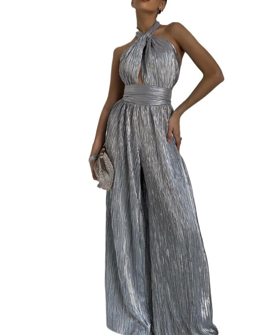 Damen Jumpsuit mit elegantem Wickeldesign und raffinierten Falten Heidi-Mode