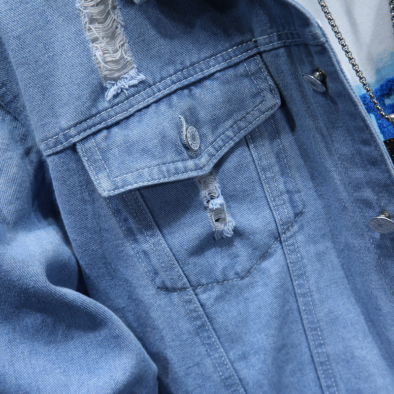 Herren lässige Jeansjacke mit bequemem Hoodie-Einsatz und modischen Details Heidi-Mode