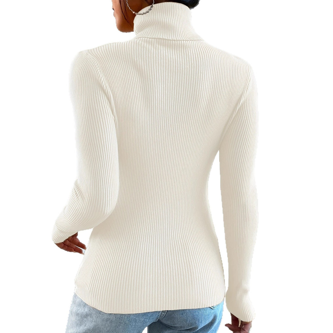 Damen Rollkragenpullover mit modernem Rippdesign Heidi-Mode