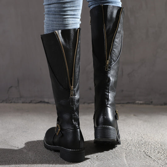 Damen Modische Stiefel mit eleganter Schnalle und robustem Profil Heidi-Mode