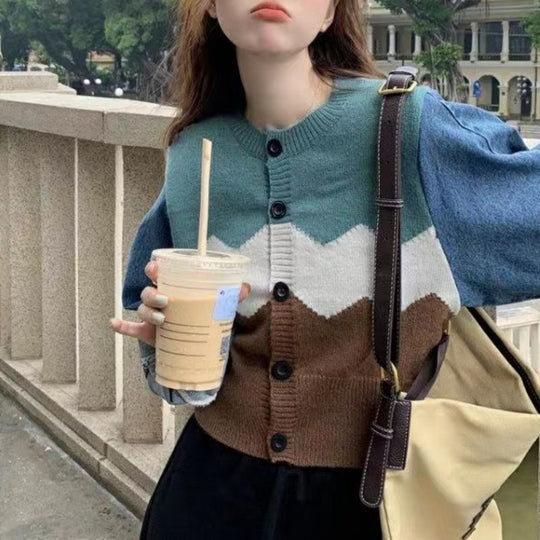 Damen Trendige Strickjacke mit modernen Farbakzenten Heidi-Mode