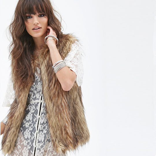 Damen Elegante Kunstpelzweste mit modernem Schnitt Heidi-Mode