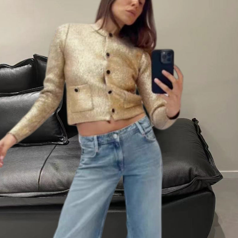 Damen Elegante Strickjacke mit luxuriösem Glitzer und praktischen Taschen Heidi-Mode