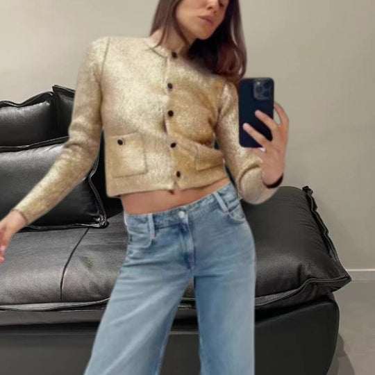 Damen Elegante Strickjacke mit luxuriösem Glitzer und praktischen Taschen Heidi-Mode