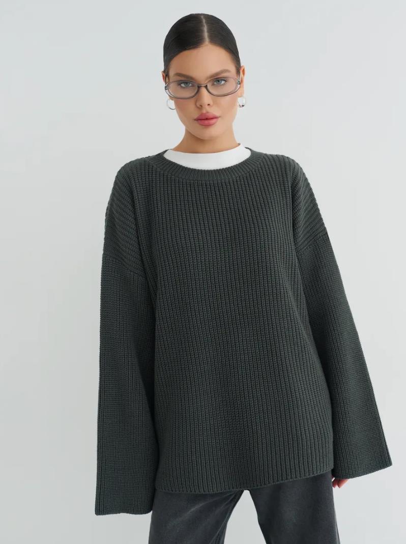 Damen Oversized Strickpullover mit strukturiertem Design und lässigem Schnitt Heidi-Mode
