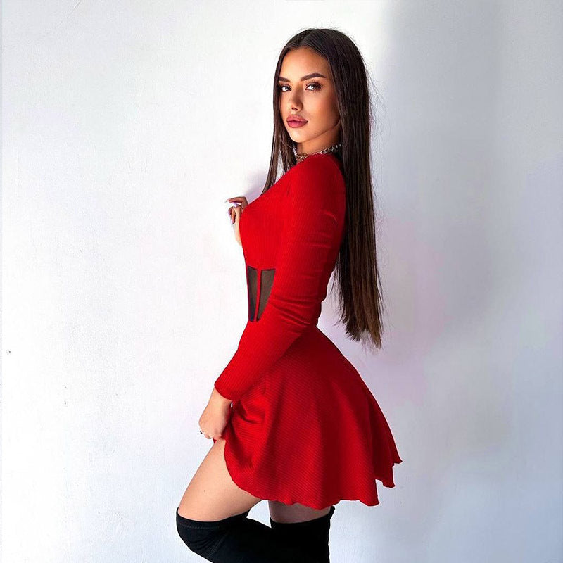 Damen Hochwertiges und elegantes Minikleid mit transparenten Einsätzen Heidi-Mode