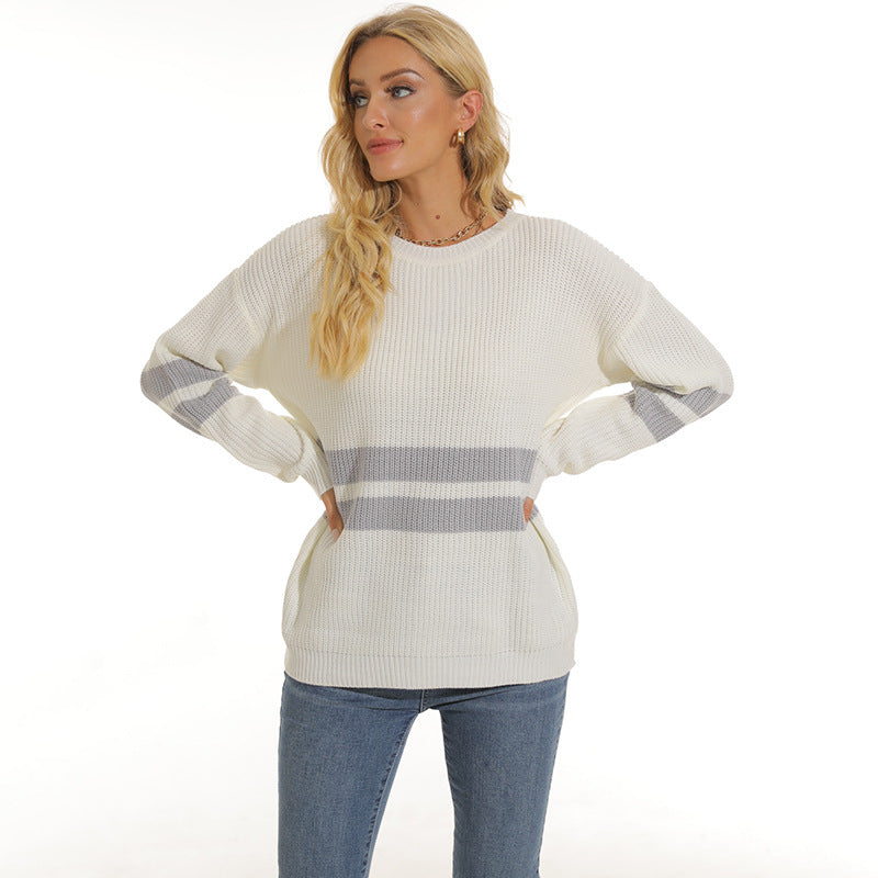 Damen lässiger Pullover mit modischem Streifenmuster Heidi-Mode