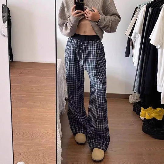 Damen Karottenhose aus weichem Material mit modischem Karo-Design Heidi-Mode