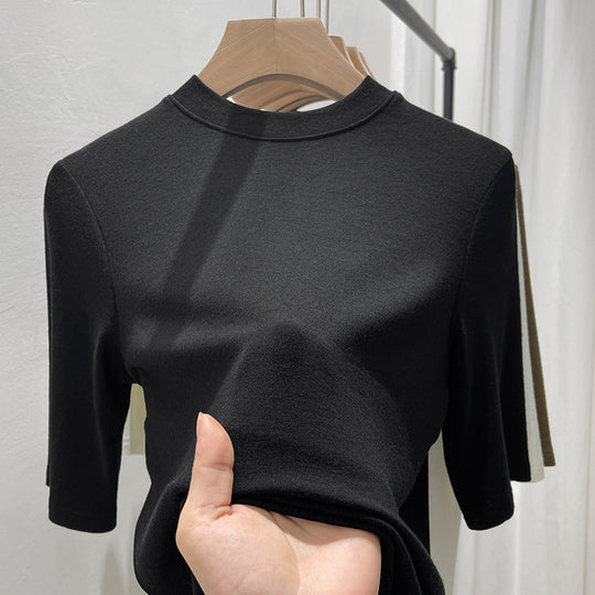 Damen Kurzarm Turtleneck Shirt aus hochwertigem, elastischem Material mit modernem Design Heidi-Mode