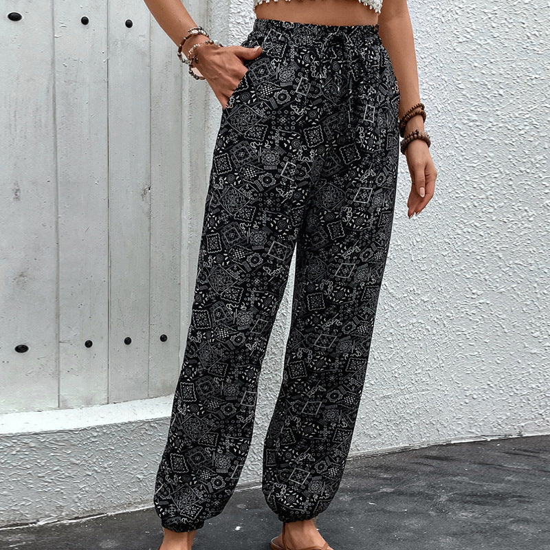 Damen Lockere Haremshose mit elastischem Bund und seitlichen Taschen Heidi-Mode