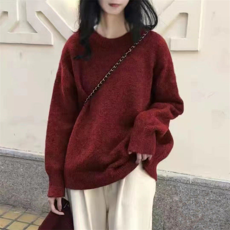 Damen Hochwertiger Strickpullover mit klassischem Rundhalsausschnitt und lässigem Schnitt Heidi-Mode