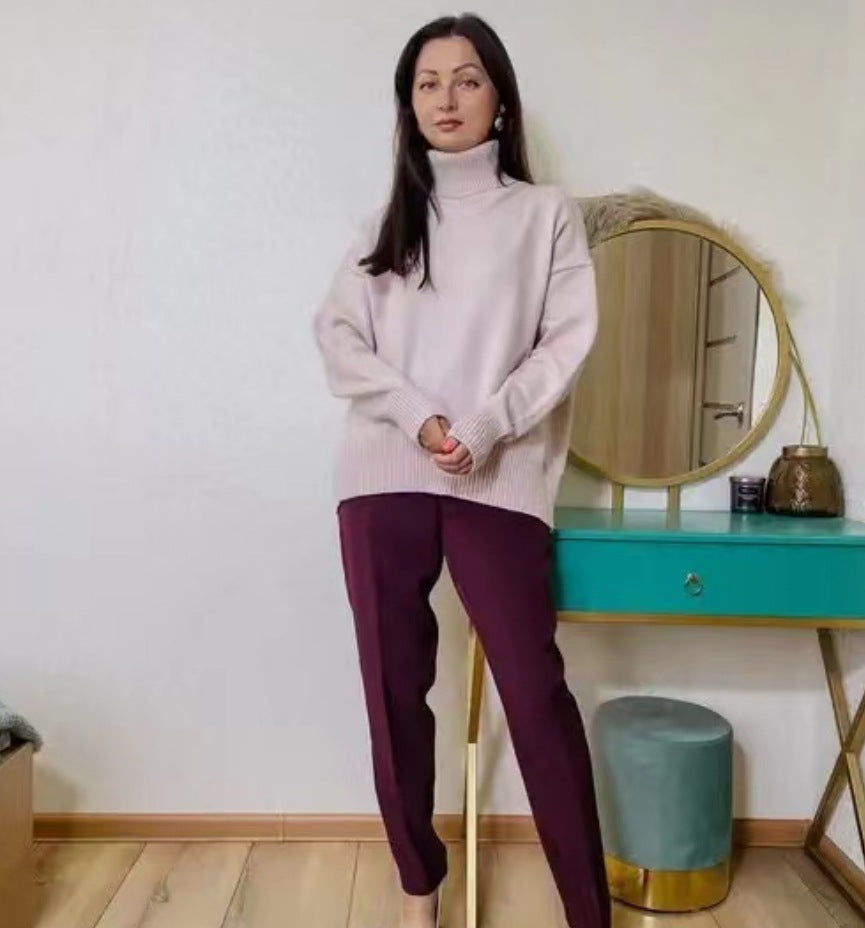 Damen Modischer Rollkragenpullover aus weichem Material Heidi-Mode