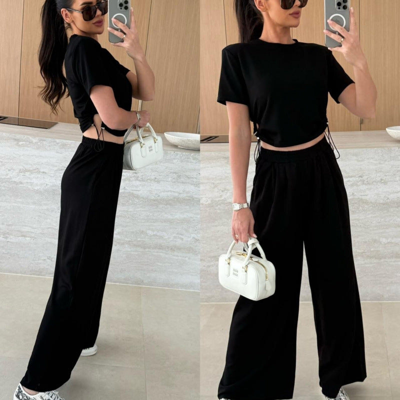 Damen Cropped Drawstring Lounge Set Heidi-Mode