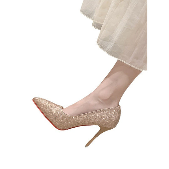Damen Glitzernde High Heels mit elegantem spitzem Design und rutschfestem Fußbett Heidi-Mode
