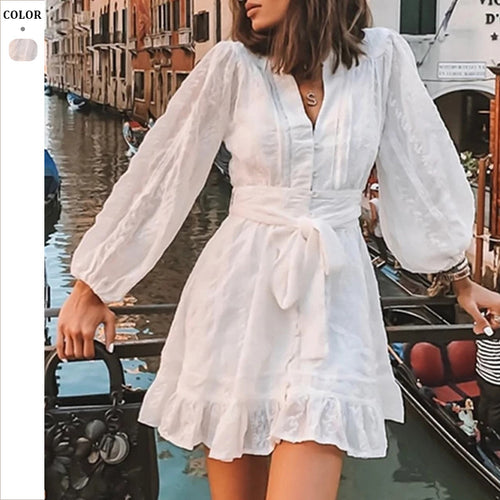 Damen Luftiges Sommerkleid mit voluminösen Ärmeln und Taillengürtel Heidi-Mode