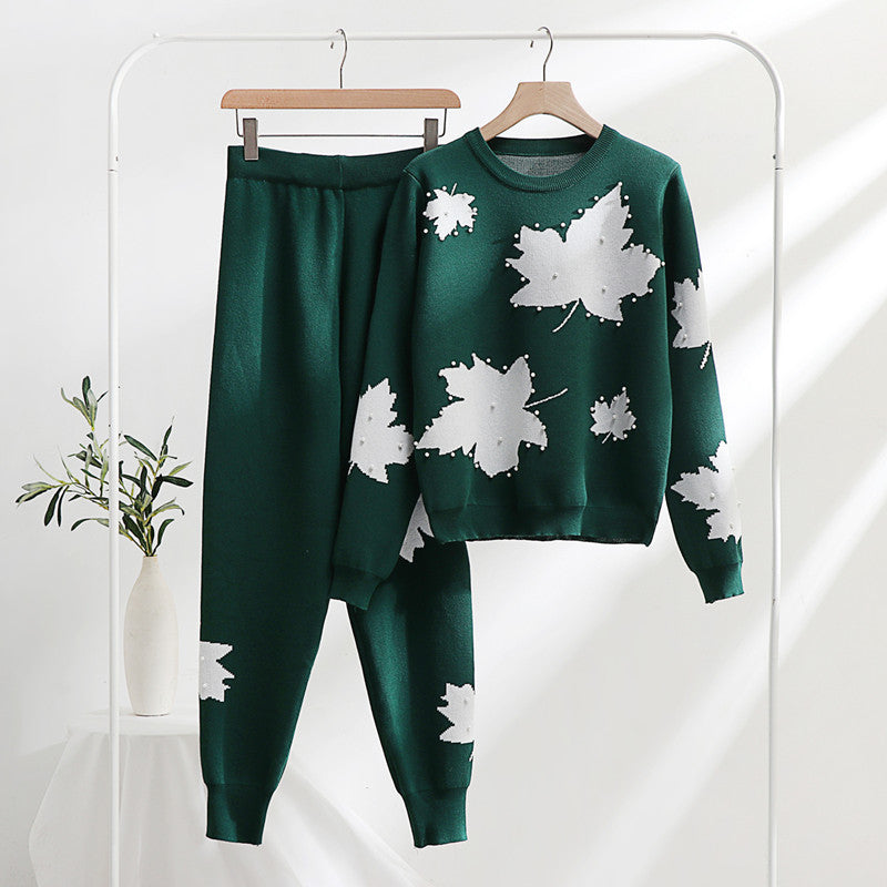Damen Freizeit-Loungewear-Set mit floralem Design und elastischem Bund Heidi-Mode