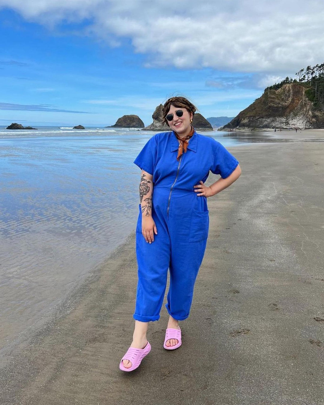 Damen legerer Jumpsuit mit praktischen Taschen und Reißverschluss Heidi-Mode