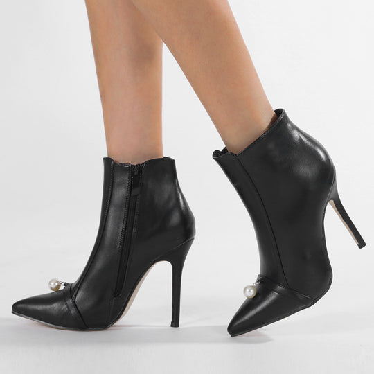 Damen Stiefeletten mit elegantem Perlendesign Heidi-Mode
