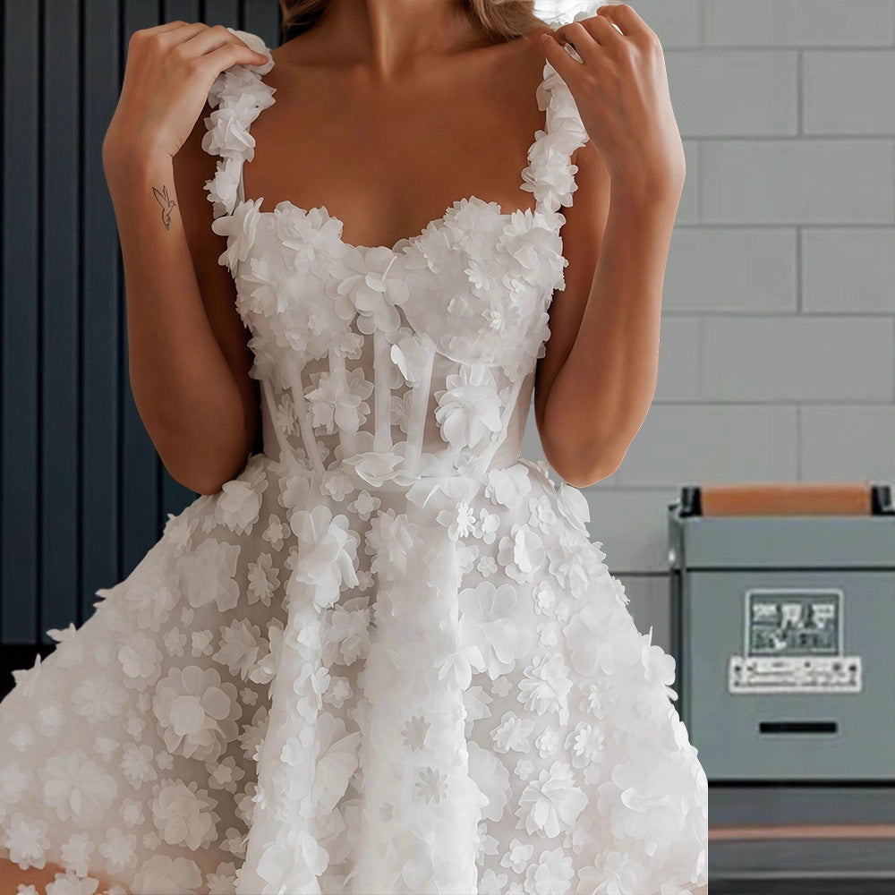 Damen Elegantes Maxikleid mit floralen Applikationen und transparenten Ärmeln Heidi-Mode