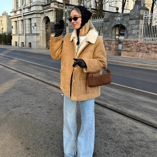 Damen Oversized Kunstfelljacke im lässigen Schnitt Heidi-Mode