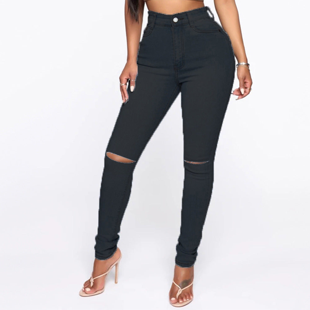 Damen High-Waist Jeans mit modischem Destroyed-Detail Heidi-Mode