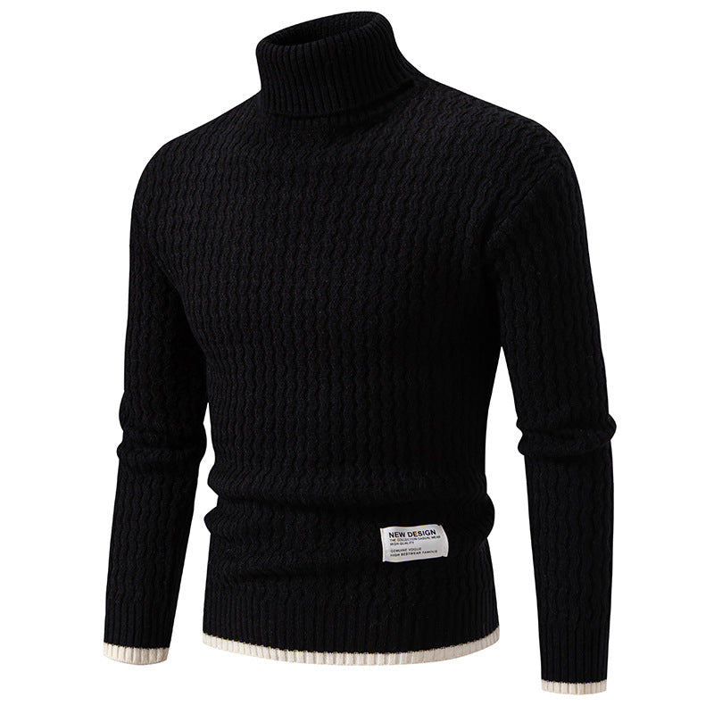 Herren Strickpullover mit hochabschließendem Kragen und strukturiertem Muster Heidi-Mode