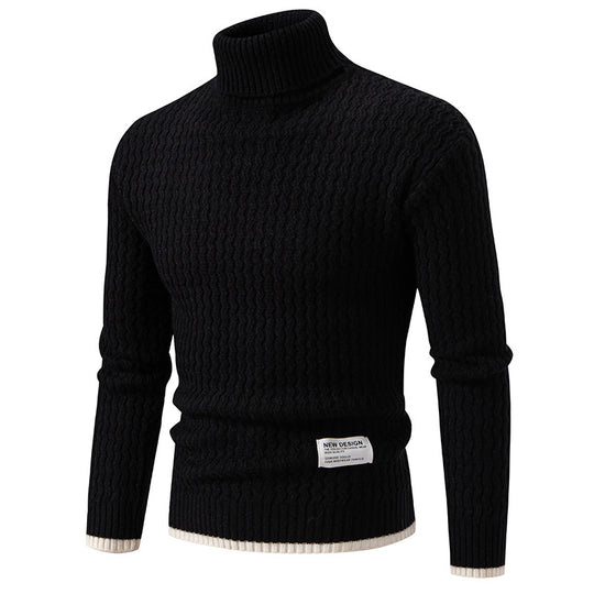 Herren Strickpullover mit hochabschließendem Kragen und strukturiertem Muster Heidi-Mode