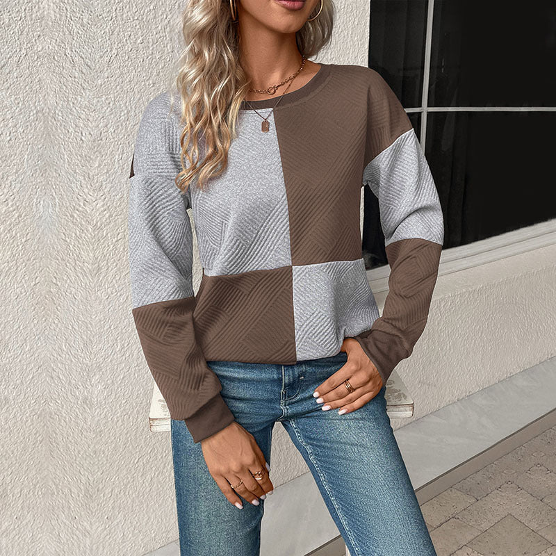 Damen Lässiger Sweatshirt mit modernen geometrischen Mustern Heidi-Mode