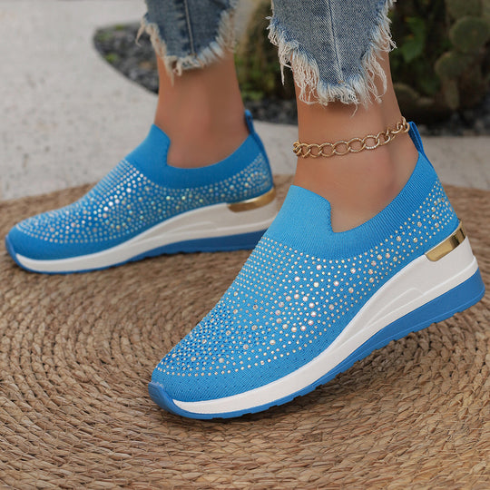 Damen Glitzernde Slip-On Sneakers mit bequemer und dämpfender Sohle Heidi-Mode