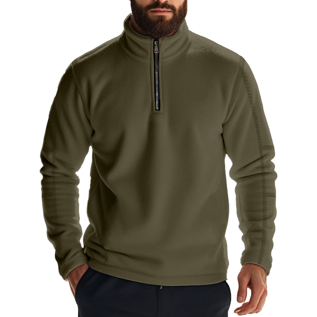 Herren Fleece-Kapuzenpullover mit halbem Reißverschluss Heidi-Mode