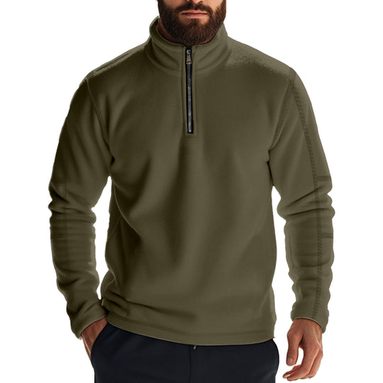 Herren Fleece-Kapuzenpullover mit halbem Reißverschluss Heidi-Mode