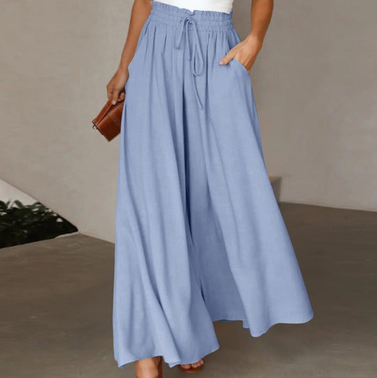 Damen luftige Palazzo-Hose mit elastischem Bund und Seitentaschen Heidi-Mode